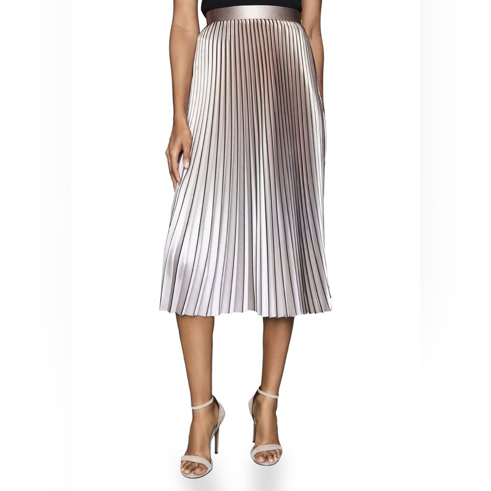 Reiss Betty Metallic Pleated Skirt